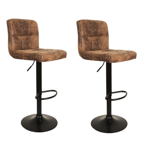 Lot de 2 chaises de bar réglables marron