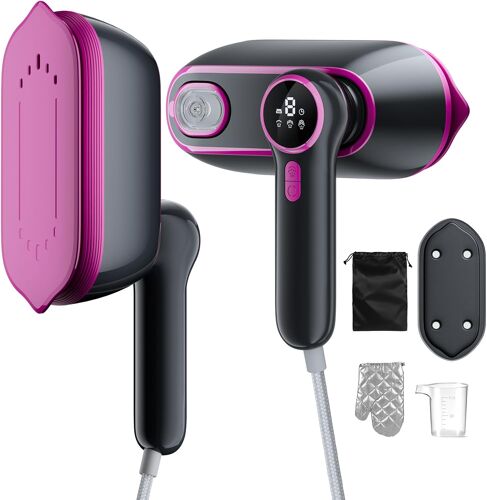 MEVRONISSHOP-Défroisseur Vapeur 2 en 1 Portable pour Vêtements - Défroisseur a main - Fer à Repasser de Voyage 1200W Léger (0.8kg) - 3 Modes Vapeur, Réservoir 165ml et Écran LED - Idéal Maison & Dépl