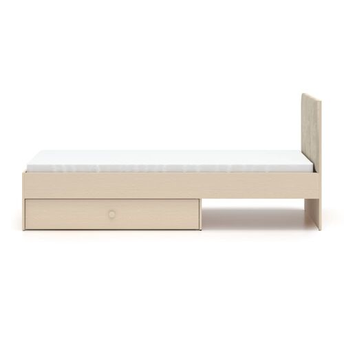 Lit 90x200 sommier tiroir inclus bois - contreplaqué beige effet bois