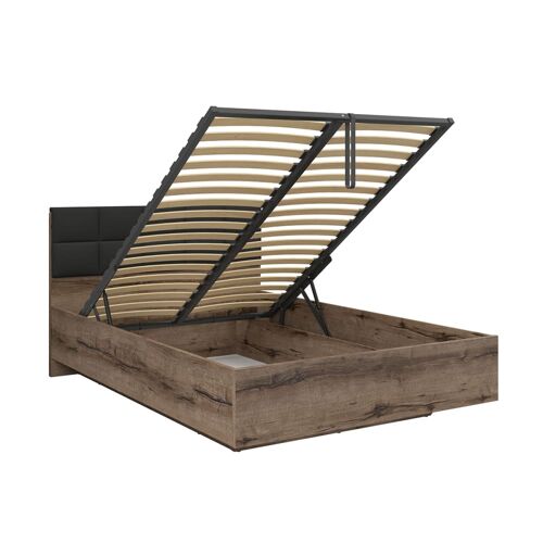 Lit coffre 140x200 sommier inclus stratifiés beige