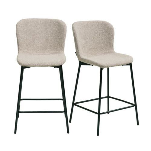 Tabouret de bar en tissu taupe (x2)