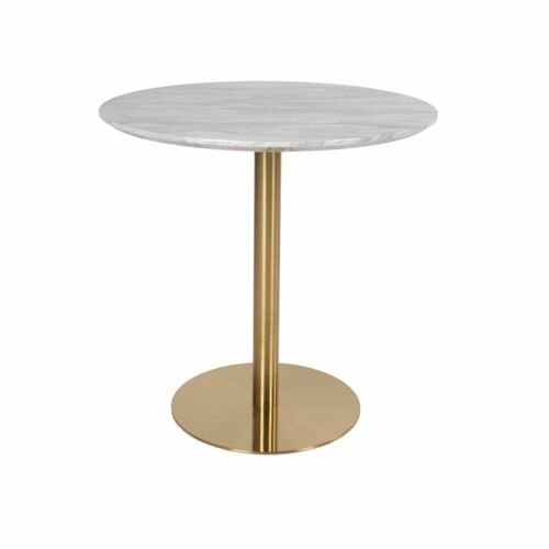 Table à  manger ronde 2 personnes à¿90, décor marbre et laiton