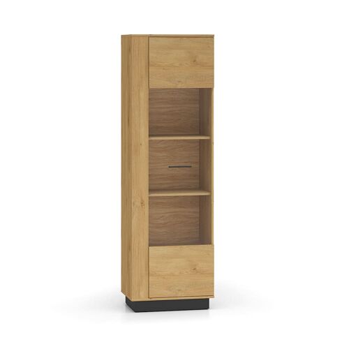 Vitrine 1 porte stratifiés beige et noir