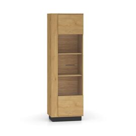 Vitrine 1 porte stratifiés beige et noir