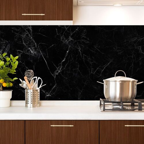 Crédence Cuisine En Aluminium - 240x50 Cm - Noir
