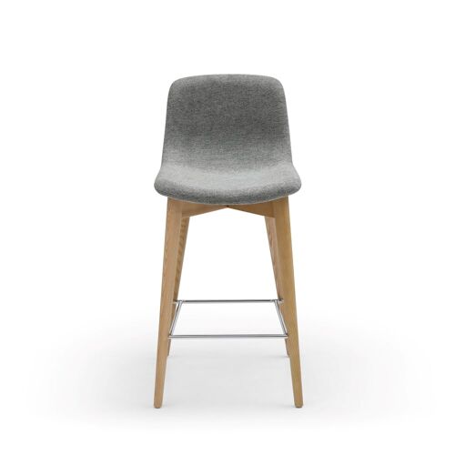 Chaise snack tissu gris Pied en Frêne naturel