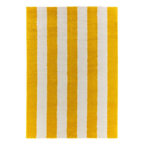 Tapis Jaune Et Blanc À  Rayures - 160x230 Cm