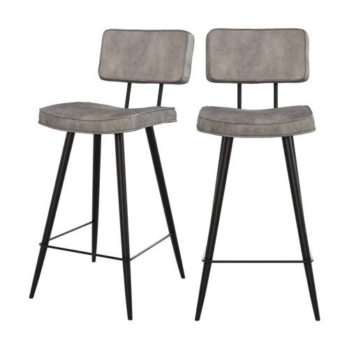 Lot de 2 chaises pour îlot central 66 cm en cuir synthétique gris