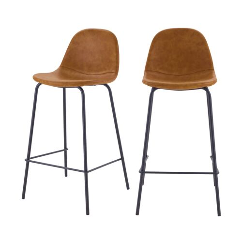 Lot de 2 chaises pour îlot central 65 cm en cuir synthétique camel
