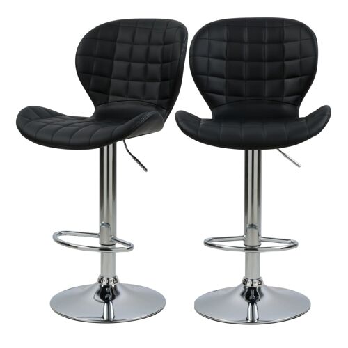 Lot de 2 chaises de bar réglables 53/74 cm en cuir synthétique noir