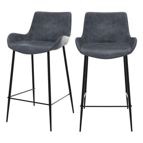 Lot de 2 chaises pour îlot central 65 cm en synthétique gris/noir