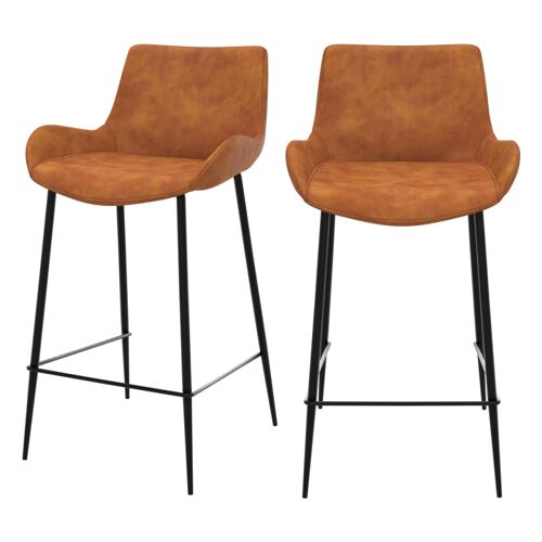 Lot de 2 chaises pour îlot central 65 cm en cuir synthétique camel