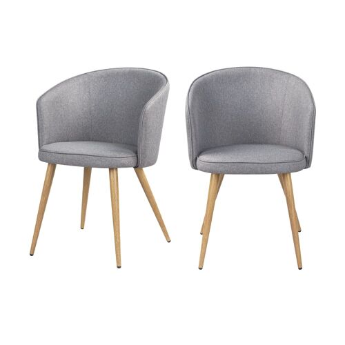 Lot de 2 chaises en tissu gris clair et pieds en métal