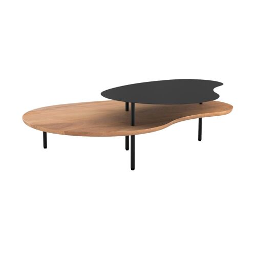 Tables gigognes en bois et metal noir (lot de 2)