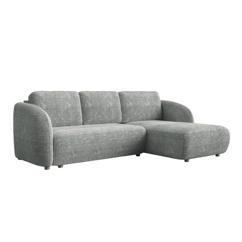 Canapé d'angle convertible 6 places en tissu gris