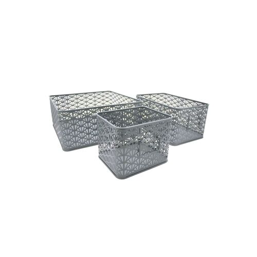 Lot de 3 paniers de rangement en métal vert dimensions variées