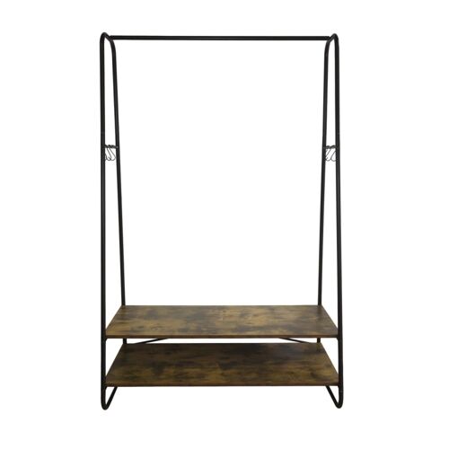 Portant à  vêtements 2 étagères métal noir et bois 100 x 45 x 160 cm