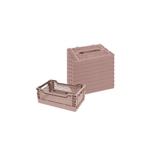 Lot 10 caisses de rangement pliables rose 26,5 x 17 x 10,5 cm