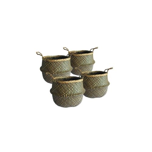 Lot de 4 paniers de rangement en jonc de mer naturel 25 x 25 cm