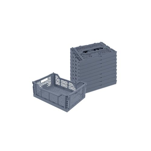 Lot 10 caisses de rangement pliables bleu 40 x 30 x 15 cm