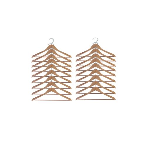 Lot de 18 cintres en bois naturel 44,5 x 11,5 x 23 cm