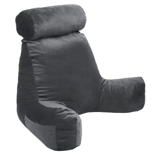 Coussin De Lecture Velours Gris Clair 65 X 80 Cm