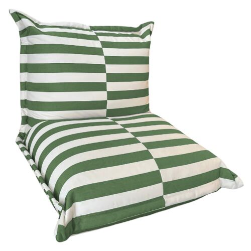 Pouf Extérieur À Rayures Imperméable Anti-Uv 85 X 85 X 75 Cm Vert