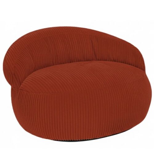Pouf XXL déhoussable en velours côtelé 110x100 cm rouge brique