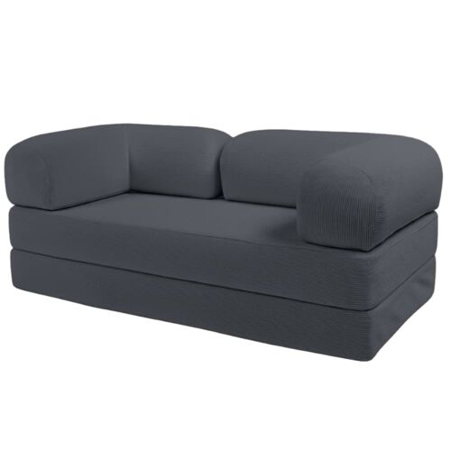 Canapé lit compressé modulable en velours côtelé 90x180 cm gris