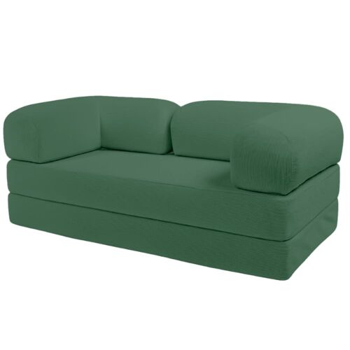 Canapé lit compressé modulable en velours côtelé 90x180 cm vert