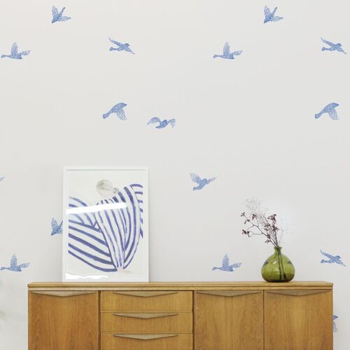Papier peint panoramique Hirondelles, Bleu 150 x 250cm