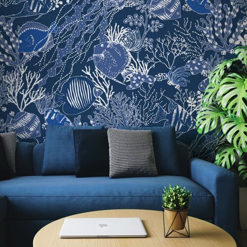 Papier peint panoramique enfant En apnée, Bleu 450 x 250cm