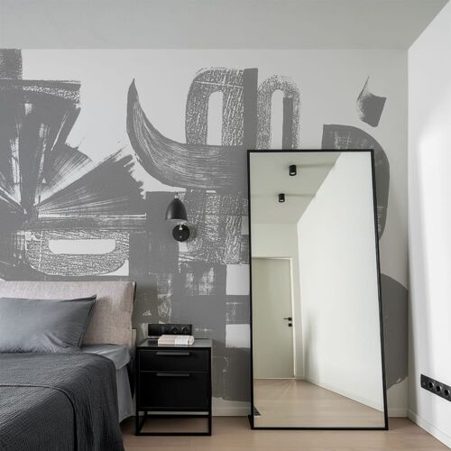 Papier peint panoramique graphique, Gris 375 x 250cm