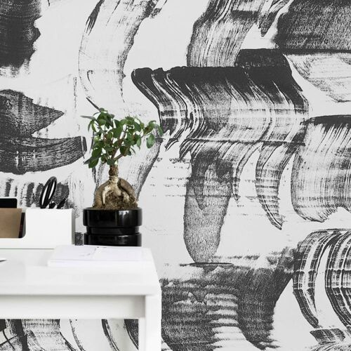 Papier peint panoramique graphique, Noir 300 x 250cm