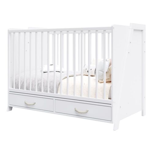 Lit Bébé Évolutif Et Bureau 2 En 1 - Blanc - 120x60 Cm