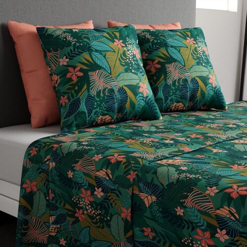 Parure De Draps Coton Imprimée + Taie 180x290 Cm