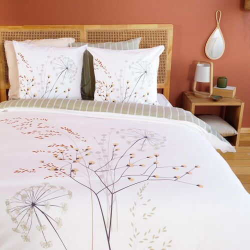 Parure Housse De Couette En Coton Imprimée + 2 Taies 240x220 Cm