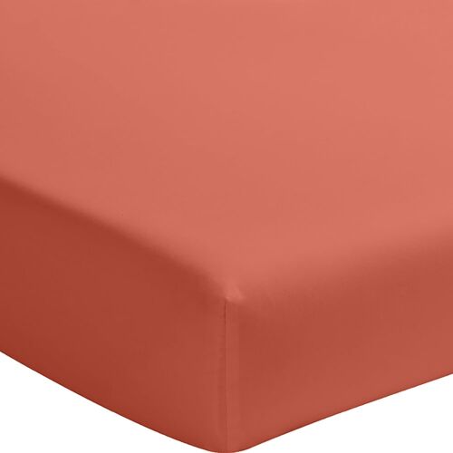 Drap Housse Percale De Coton Terre De Sienne 140x190 Cm