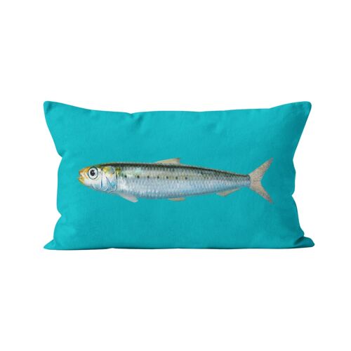Coussin déco sardine velours bleu