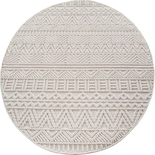 Tapis Rond Bouclés À Relief Crème 160x160cm
