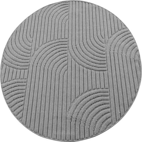 Tapis Rond Bouclés À  Relief Arch Gris 200x200cm