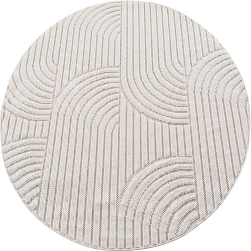 Tapis Rond Bouclés À Relief Crème 160x160cm