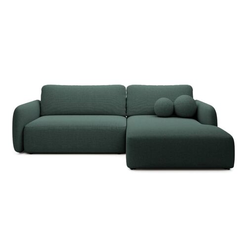 Canapé d'angle convertible tissu bouclette 4 places Vert - Droit