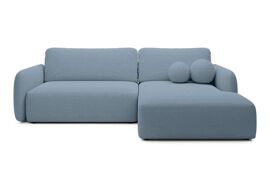 Canapé d'angle convertible tissu bouclette 4 places Bleu - Droit