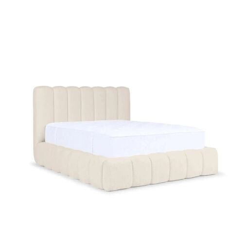 Lit coffre tissu chenille 180x200cm - Beige
