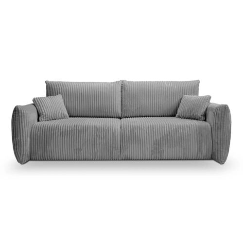 Canapé droit convertible velours côtelé 3 places Gris foncé