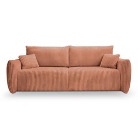 Canapé droit convertible velours côtelé 3 places Terracotta