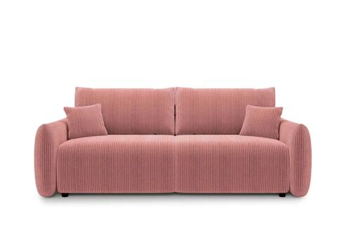 Canapé droit convertible velours côtelé 3 places Rose