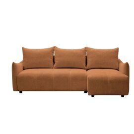 Canapé d'angle convertible tissu chenille 4 places Terracotta