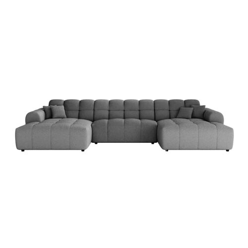 Canapé panoramique tissu bouclette 5 places Gris foncé